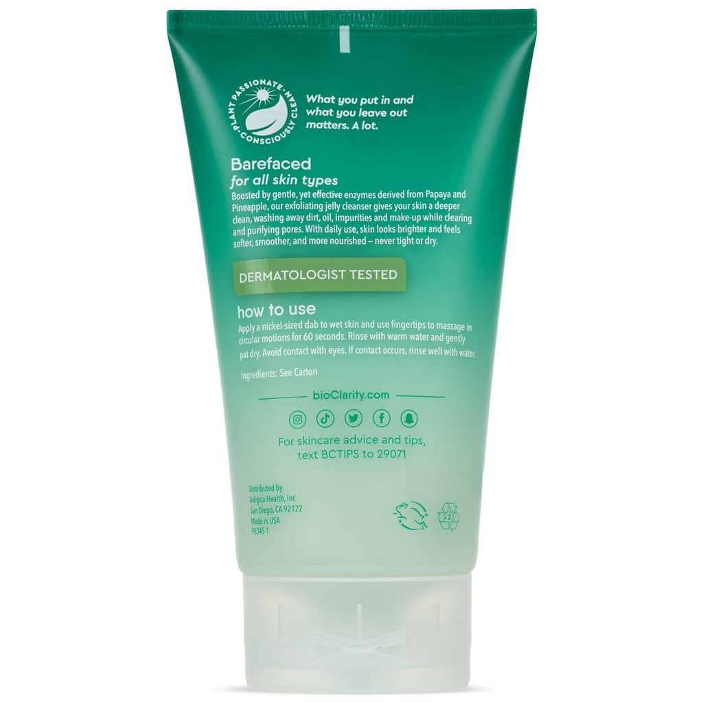 BioClarity Exfoliating Jelly Cleanser – Gentle Pineapple & Papaya Exfoliation, 100% Vegan & Cruelty-Free
