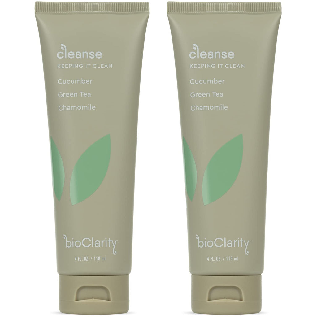 BioClarity Face Cleanser – 100% Vegan, Gentle Wash with Cucumber, Green Tea & Chamomile (Set of Two 4oz)