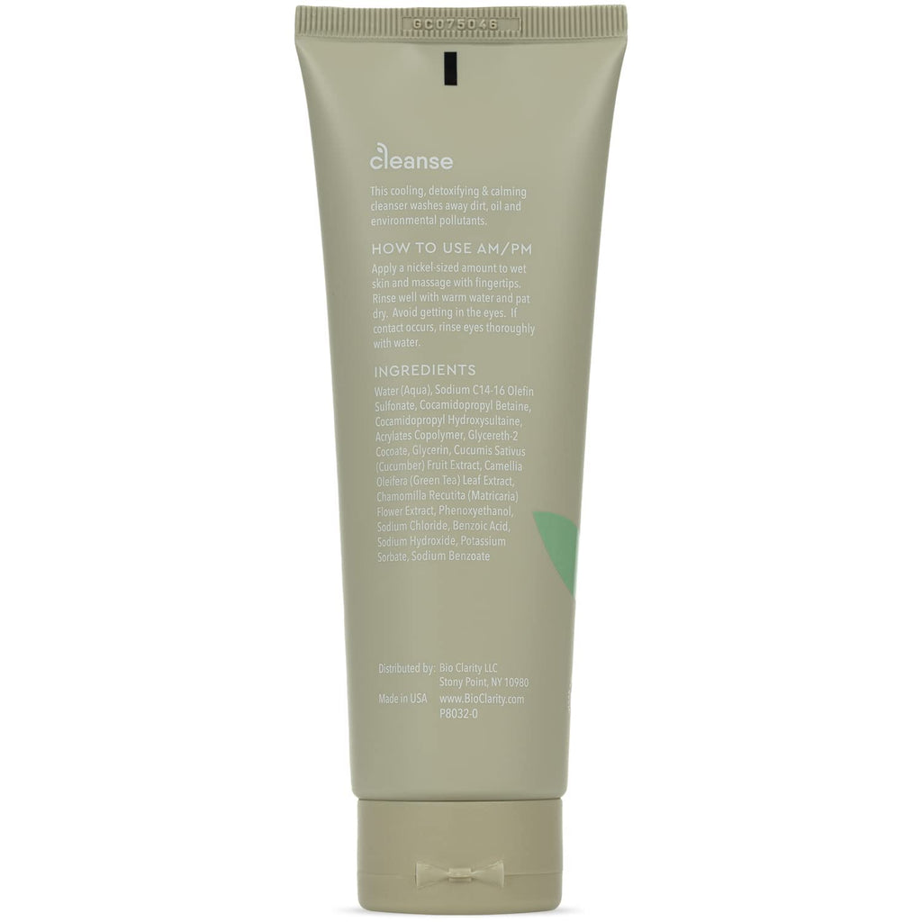 BioClarity Face Cleanser – 100% Vegan, Gentle Wash with Cucumber, Green Tea & Chamomile (4 Oz, Pack of 3)