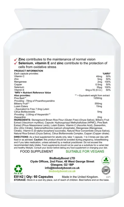 BioEyeNourish Vision Support Supplement | Bilberry & Lutein UK