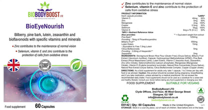BioEyeNourish Vision Support Supplement | Bilberry & Lutein UK