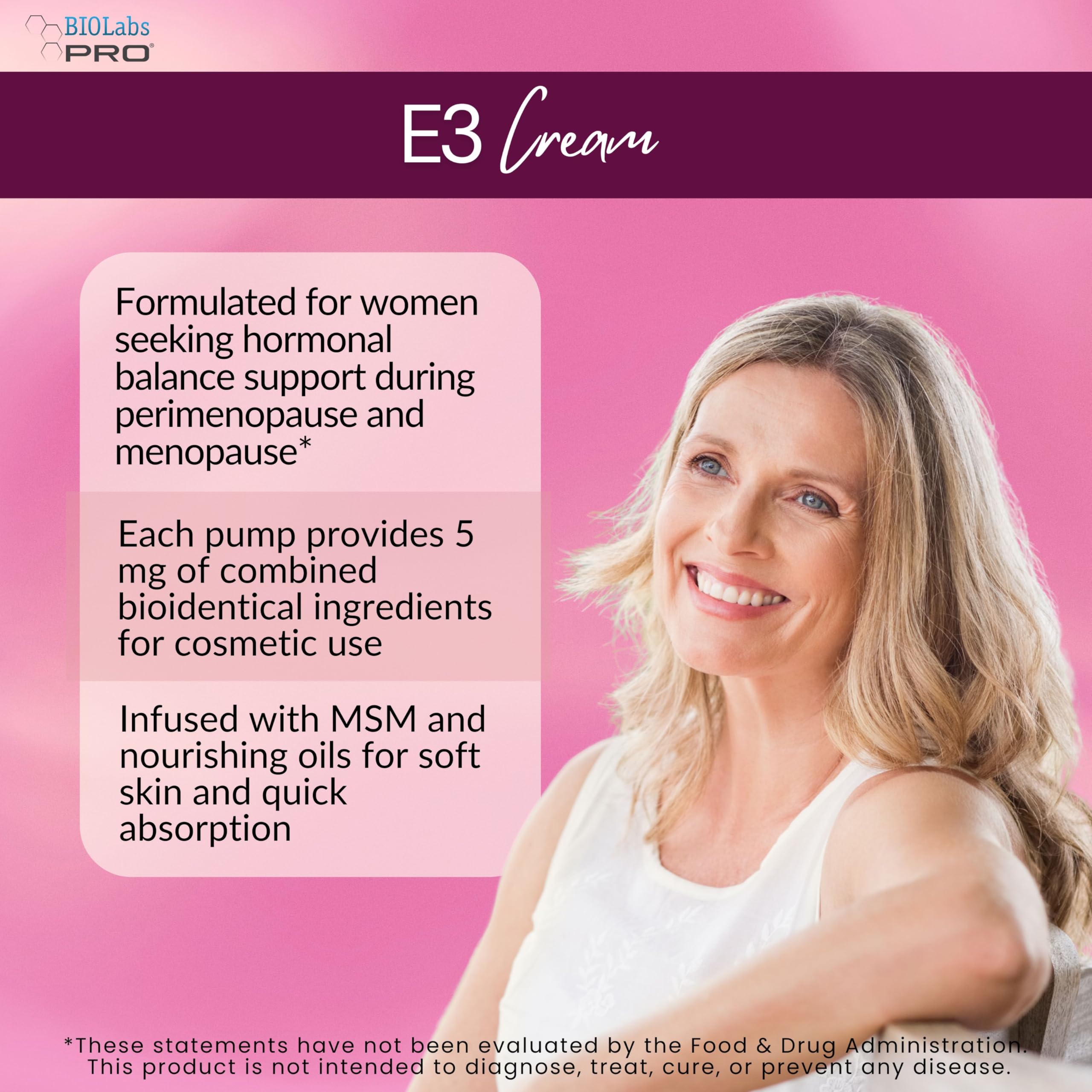 BIOLABS PRO Estri Cream – Bioidentical E3, 5mg Dose, 2-Month Supply