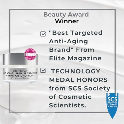 BIONOVA Anti-Aging Upper Lip Treatment with UV Chromophores – Reduce Lip Lines & Prevent Lipstick Bleed (0.5 oz)