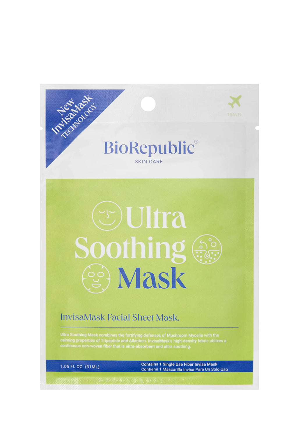 BioRepublic Ultra Soothing InvisaMask with Squalane, Tripeptide & Allantoin | Hydration, Brightening & Gentle Comfort