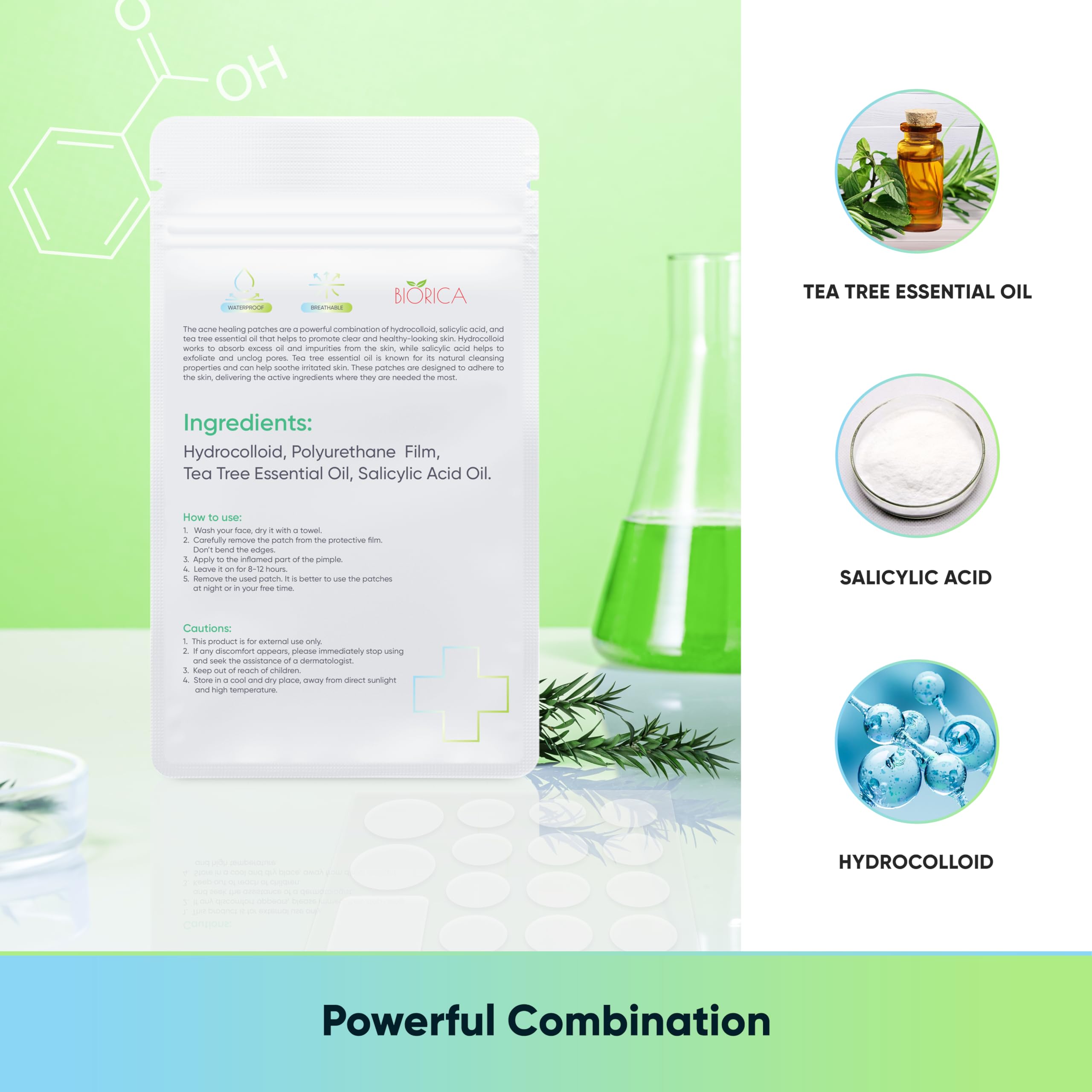 BIORICA Tea Tree Pimple Patches – 216 Hydrocolloid Acne Patches for Face