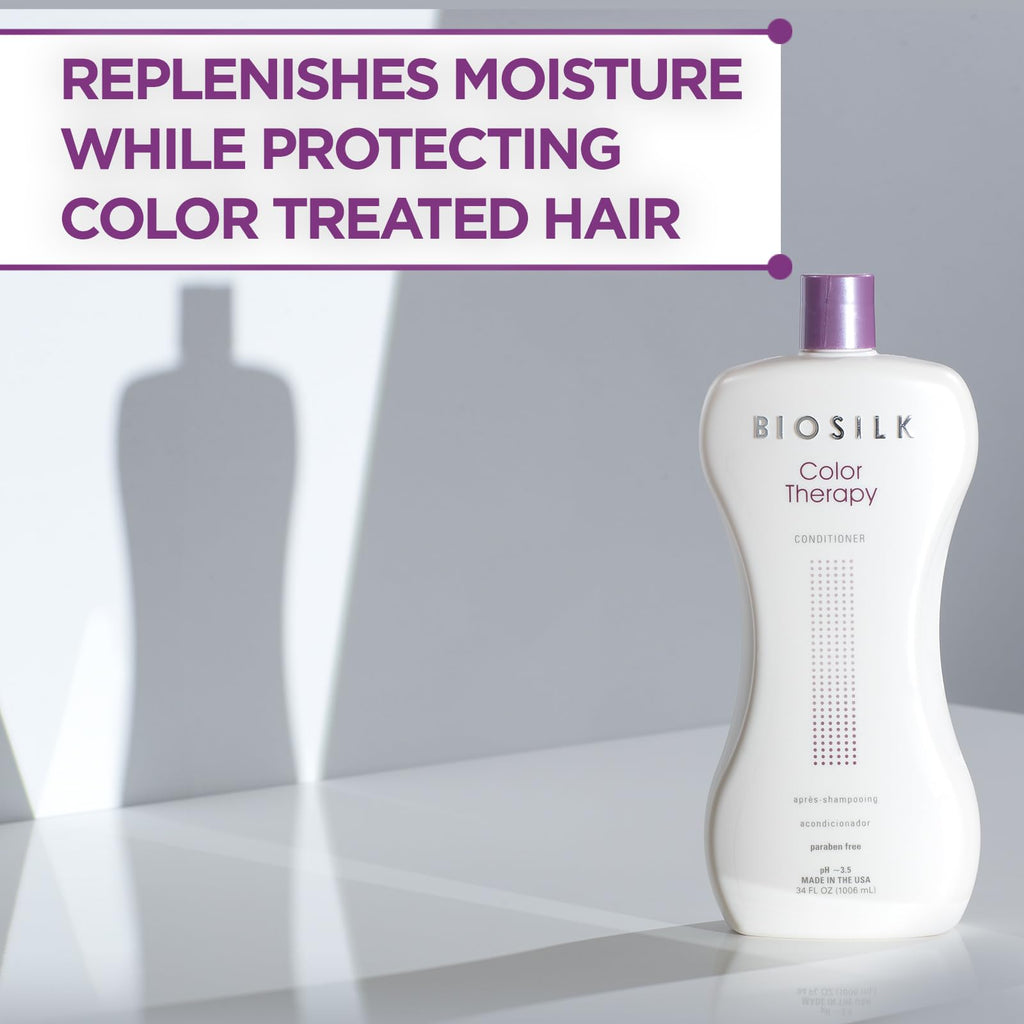 BioSilk Color Therapy Shampoo & Conditioner Duo — Color Protection, Silk Protein & Moisture, 34 Oz (Pack of 2)