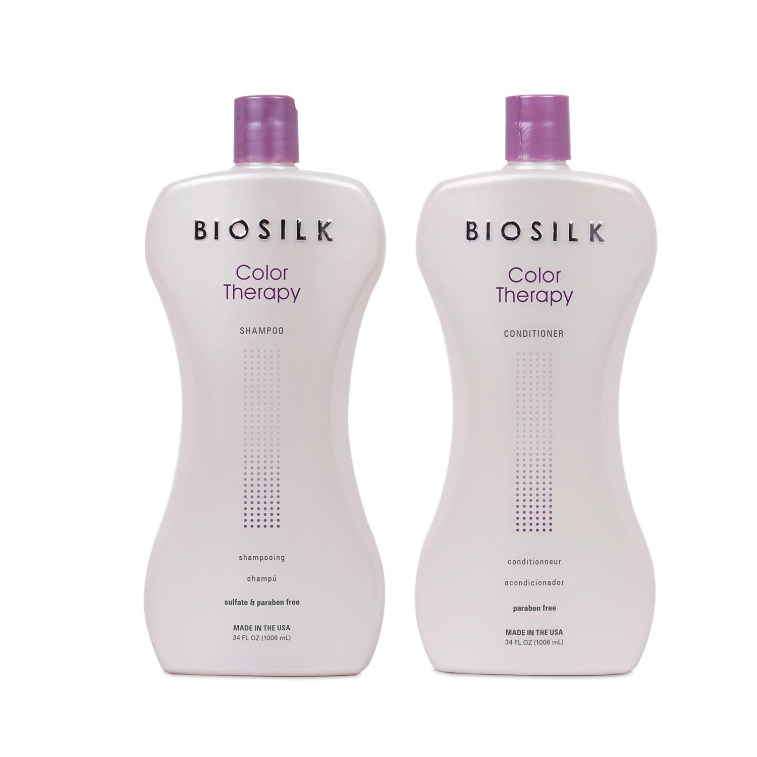 BioSilk Color Therapy Shampoo & Conditioner Duo — Color Protection, Silk Protein & Moisture, 34 Oz (Pack of 2)