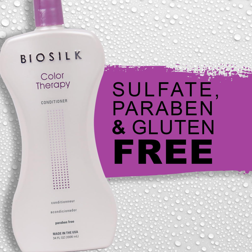 BioSilk Color Therapy Shampoo & Conditioner Duo — Color Protection, Silk Protein & Moisture, 34 Oz (Pack of 2)