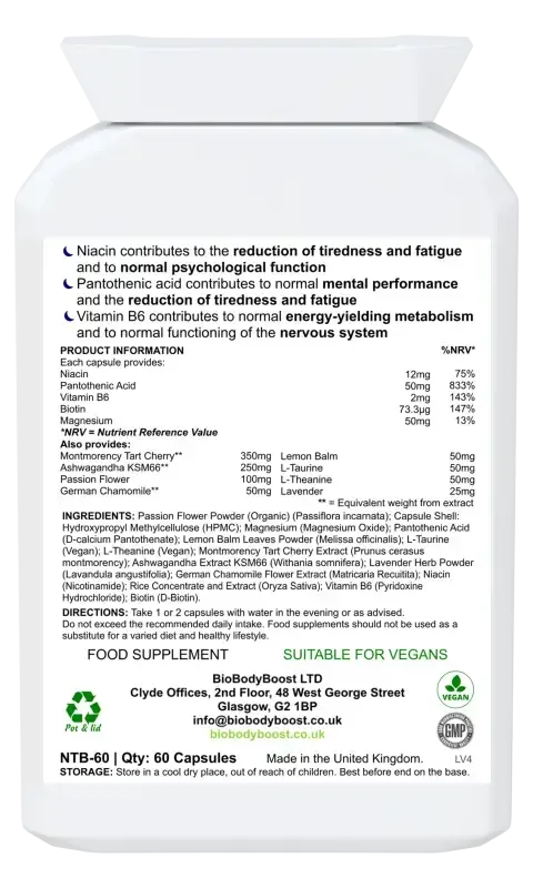 BioSnooze Night Time Herbal Sleep Blend | Vegan Capsules UK