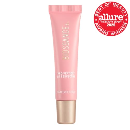 BIOSSANCE Pro-Peptide Lip Perfector – Triple-Treat Vegan Lip Balm, Deep Hydration & Silky Gloss in Blush Quartz Pink