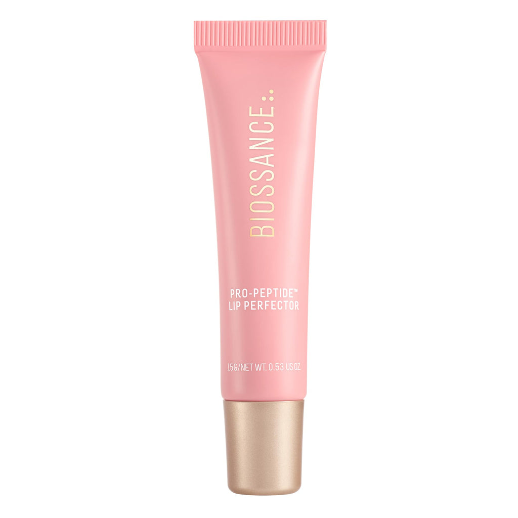 BIOSSANCE Pro-Peptide Lip Perfector – Triple-Treat Vegan Lip Balm, Deep Hydration & Silky Gloss in Blush Quartz Pink