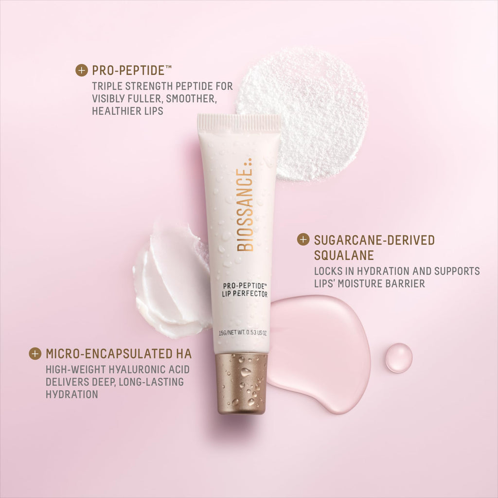 BIOSSANCE Pro-Peptide Lip Perfector – Vegan Lip Balm with Hyaluronic Acid