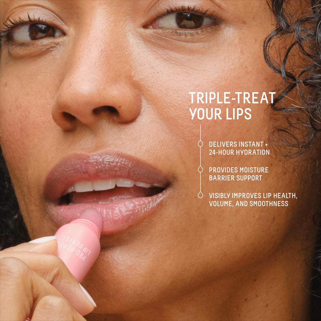 BIOSSANCE Pro-Peptide Lip Perfector – Triple-Treat Vegan Lip Balm, Deep Hydration & Silky Gloss in Blush Quartz Pink