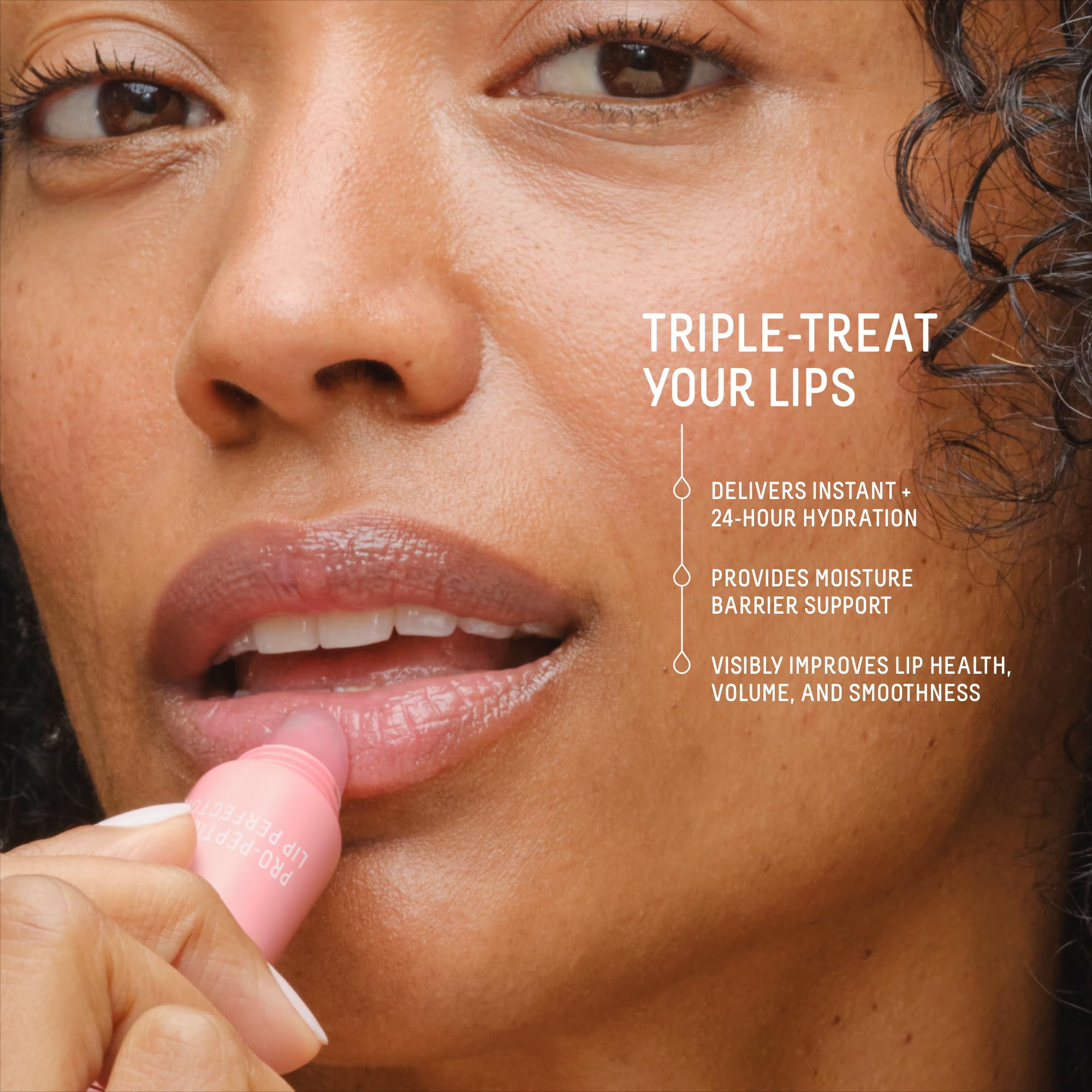 BIOSSANCE Pro-Peptide Lip Perfector – Triple-Treat Vegan Lip Balm, Deep Hydration & Silky Gloss in Blush Quartz Pink