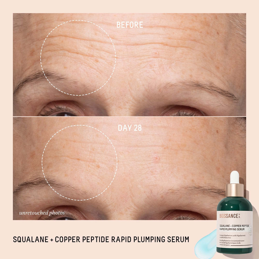 BIOSSANCE Squalane + Copper Peptide Rapid Plumping Serum – Hydration, Firming, 1.69oz
