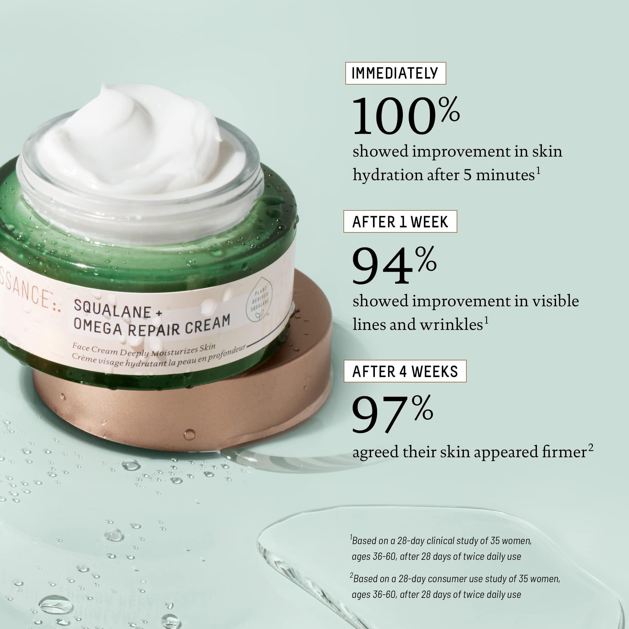 BIOSSANCE Squalane + Omega Repair Cream – Ultra-Moisturizing Face Cream with Hyaluronic Acid, Ceramides & Squalane | 3.38oz