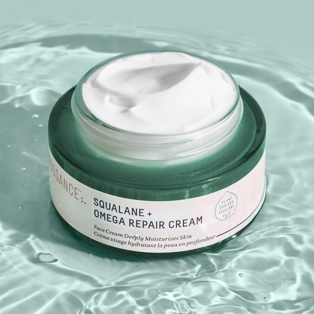 BIOSSANCE Squalane + Omega Repair Cream – Ultra-Moisturizing Face Cream with Hyaluronic Acid, Ceramides & Squalane | 3.38oz