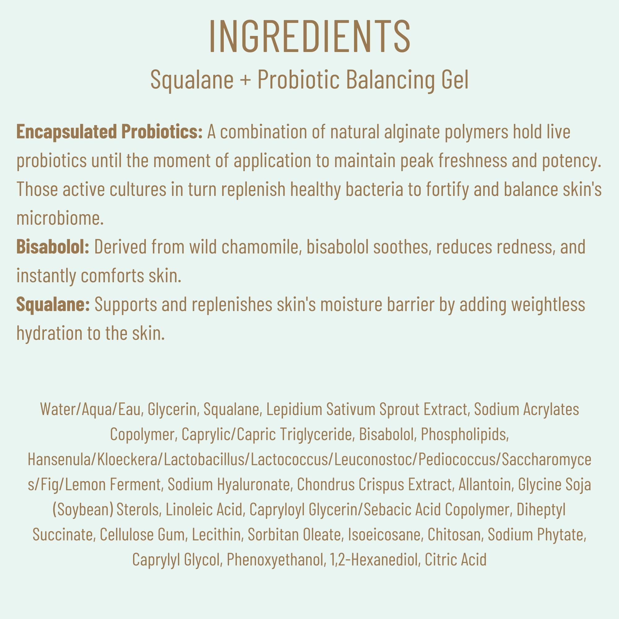 BIOSSANCE Squalane + Probiotic Balancing Face Gel Moisturizer | For Oily & Acne-Prone Skin