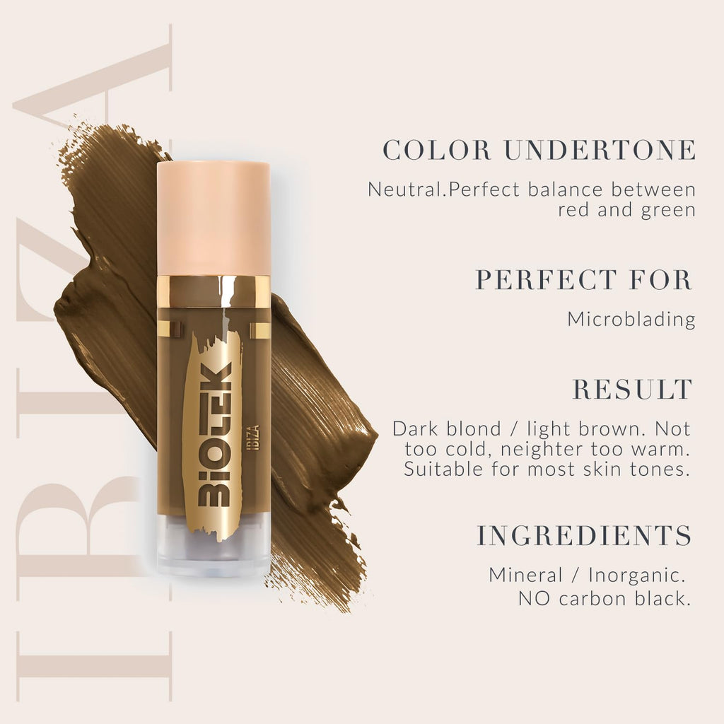 Biotek Brow Pigment Ibiza Neutral Light Brown – Permanent Makeup Ink, Creamy Inorganic, 0.61 fl oz, Made in Italy