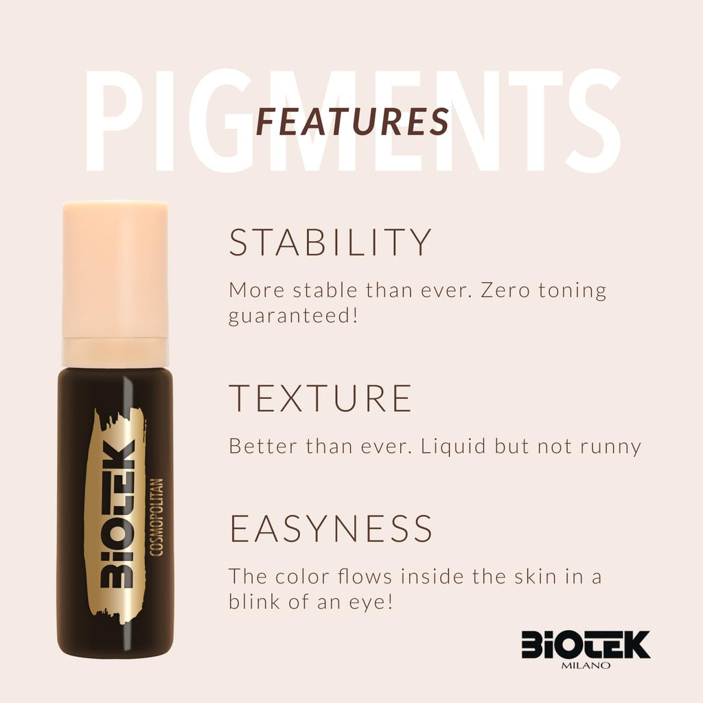 Biotek Brows Pigment Cosmopolitan – Inorganic Liquid, Extra Dark Brown (0.50 fl oz) Made in Italy