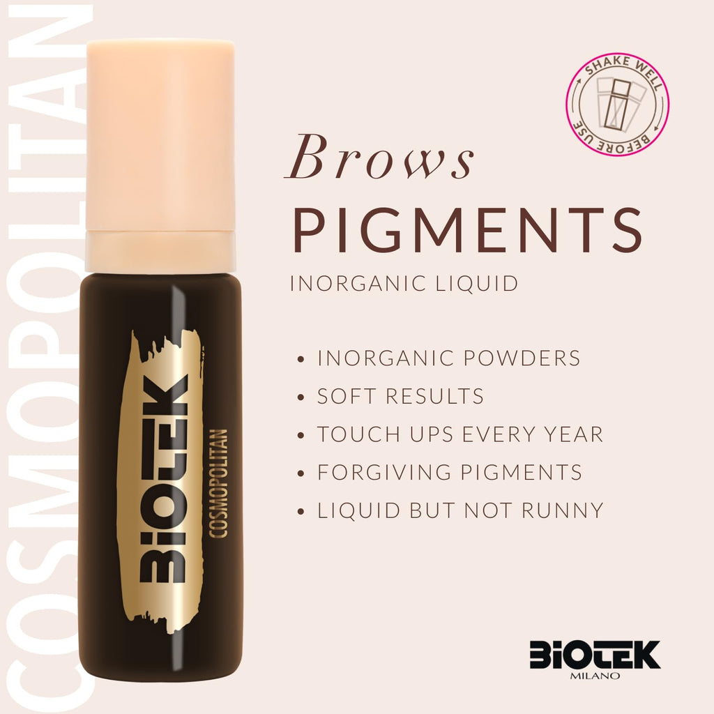 Biotek Brows Pigment Cosmopolitan – Inorganic Liquid, Extra Dark Brown (0.50 fl oz) Made in Italy
