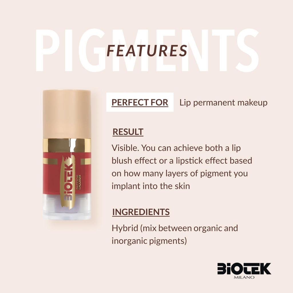 Biotek Lip Pigment Passion – Coral Red for Permanent Makeup, Made in Italy, 0.24 fl oz