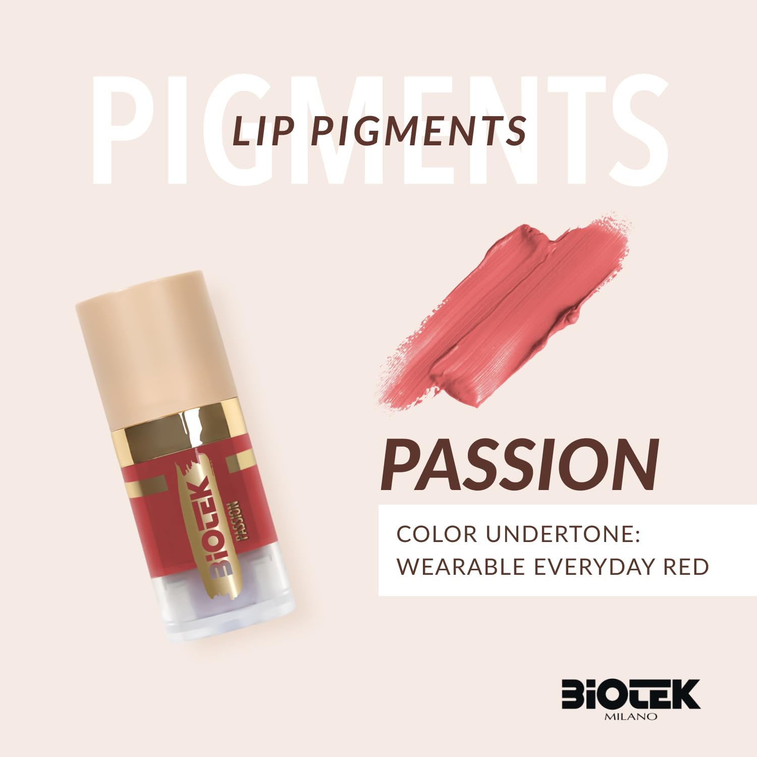 Biotek Lip Pigment Passion – Coral Red for Permanent Makeup, Made in Italy, 0.24 fl oz