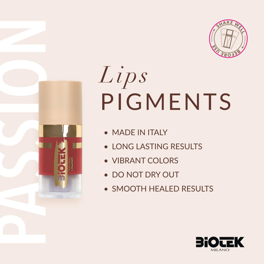 Biotek Lip Pigment Passion – Coral Red for Permanent Makeup, Made in Italy, 0.24 fl oz