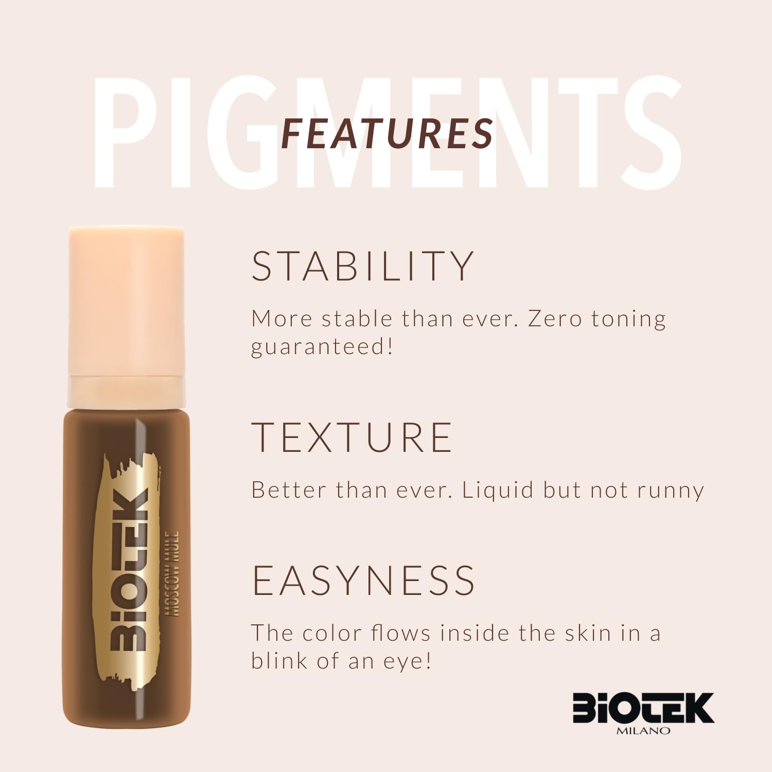 Biotek Moscow Mule Inorganic Liquid PMU Brow Pigment – Dark Blond/Light Brown (0.5 fl oz) – Made in Italy