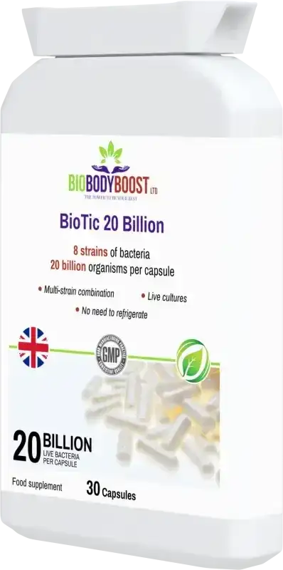 BioTic 20 Billion Vegan Probiotic | 8 Live Cultures UK