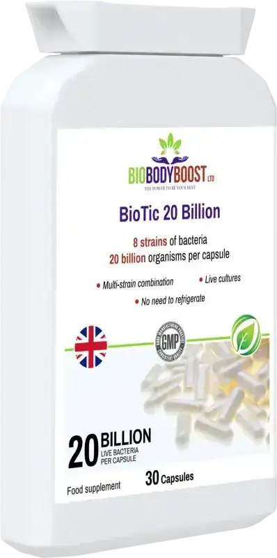 BioTic 20 Billion Vegan Probiotic | 8 Live Cultures UK
