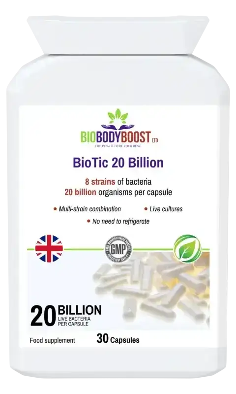 BioTic 20 Billion Vegan Probiotic | 8 Live Cultures UK