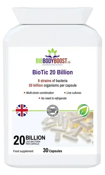 BioTic 20 Billion Vegan Probiotic | 8 Live Cultures UK