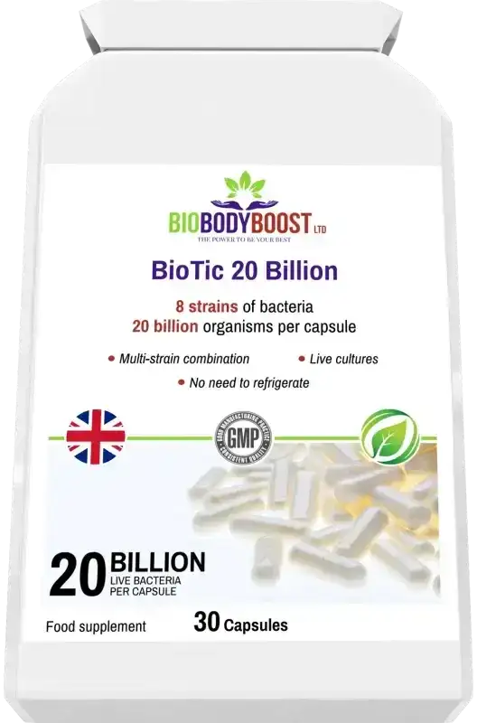 BioTic 20 Billion Vegan Probiotic | 8 Live Cultures UK