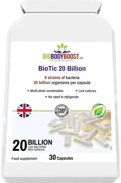 BioTic 20 Billion Vegan Probiotic | 8 Live Cultures UK