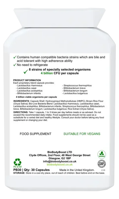 BioTic 4 Billion Probiotic | Multi-Strain Live Culture UK