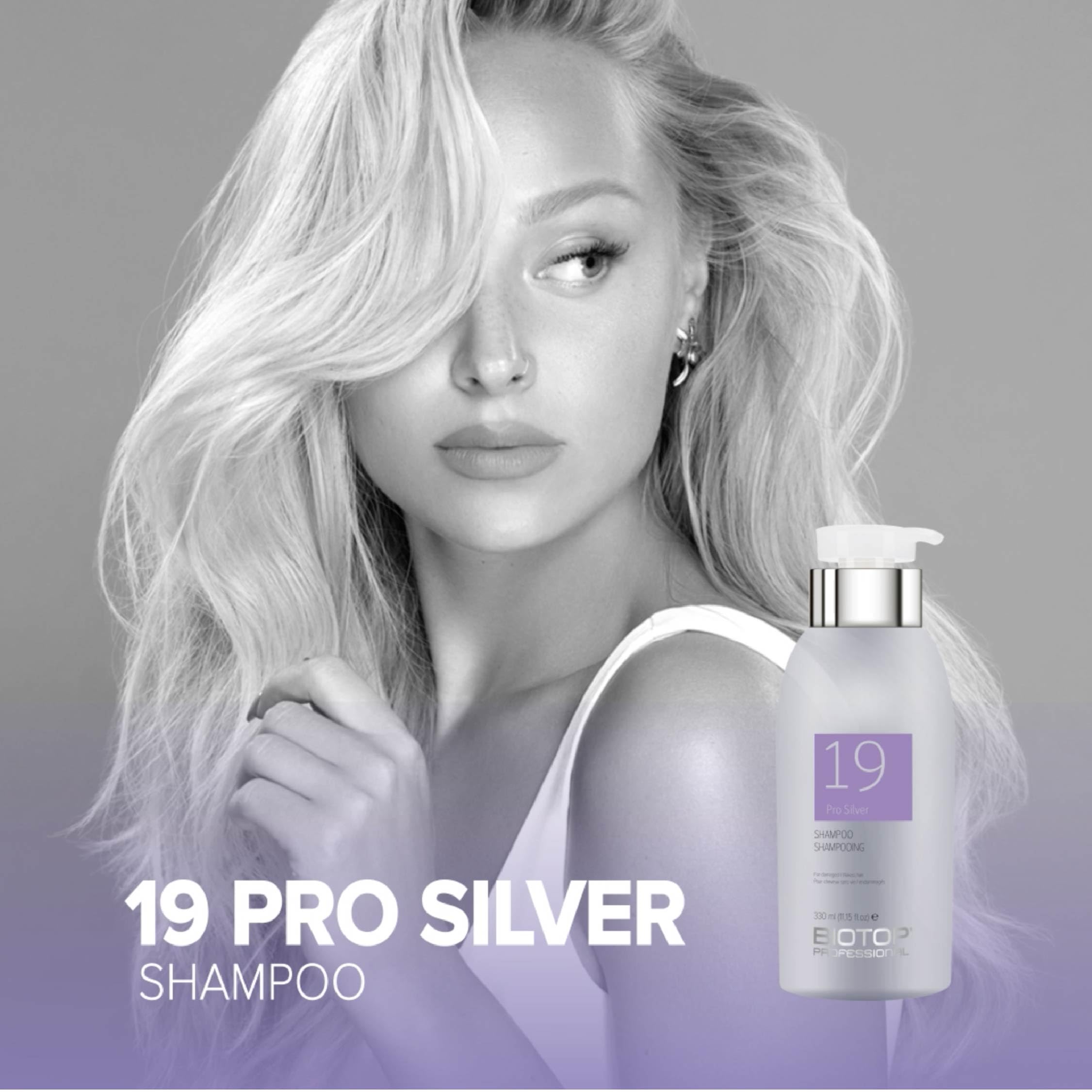 Biotop Professional 19 Pro Silver Shampoo – Neutralize Yellow & Brassy Tones for Blonde & Bleached Hair – 8.45 oz