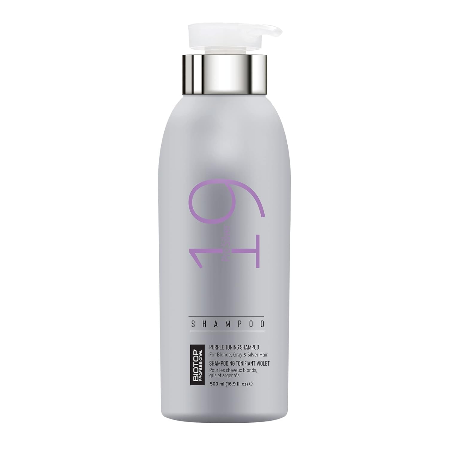 Biotop Professional 19 Pro Silver Shampoo – Purple Shampoo to Neutralize Yellow & Brassy Tones, 16.9 oz