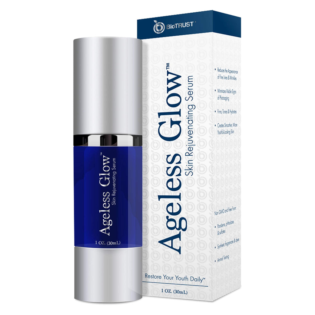 BioTrust Ageless Glow: Plant-Based Anti-Aging Serum with Vitamin C & Hyaluronic Acid