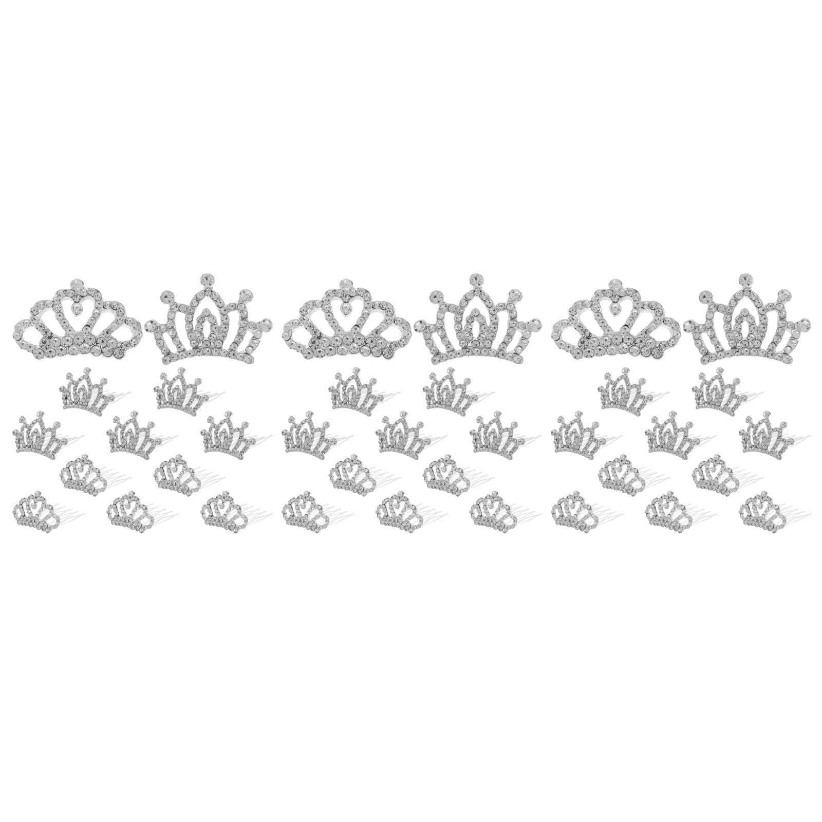 BIUDECO Hair Accessories Set | 36 Rhinestone Clips & Mini Tiaras for Girls