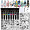 Biutee Nail Stamper Kit 22Pcs – Gel Nail Stamping Set with 12 Plates & 8 Polishes
