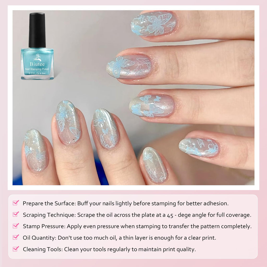 Biutee Nail Stamping Polish - 12 Colors (6ml) - Air Dry, Gift Box