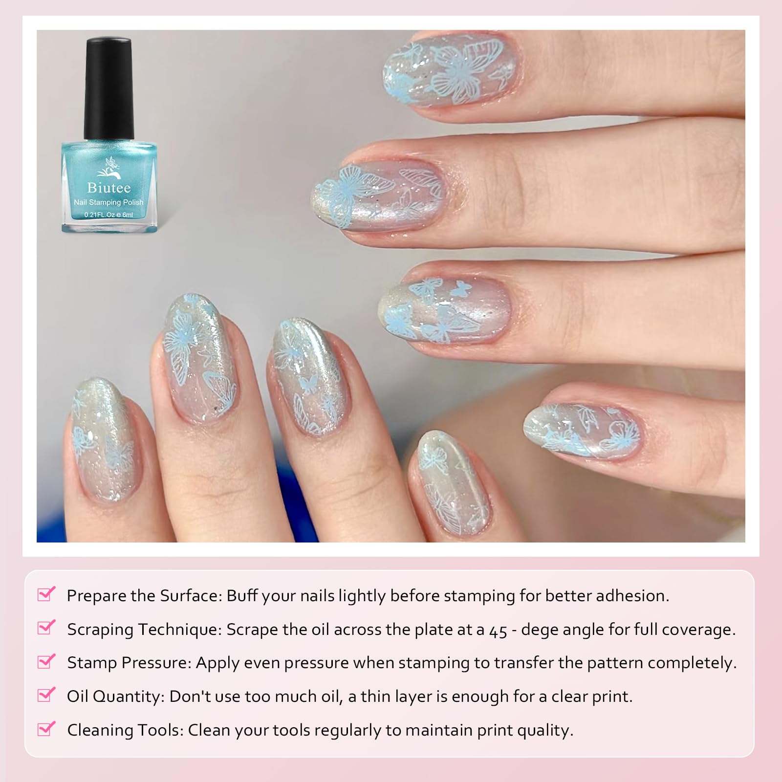 Biutee Nail Stamping Polish - 12 Colors (6ml) - Air Dry, Gift Box