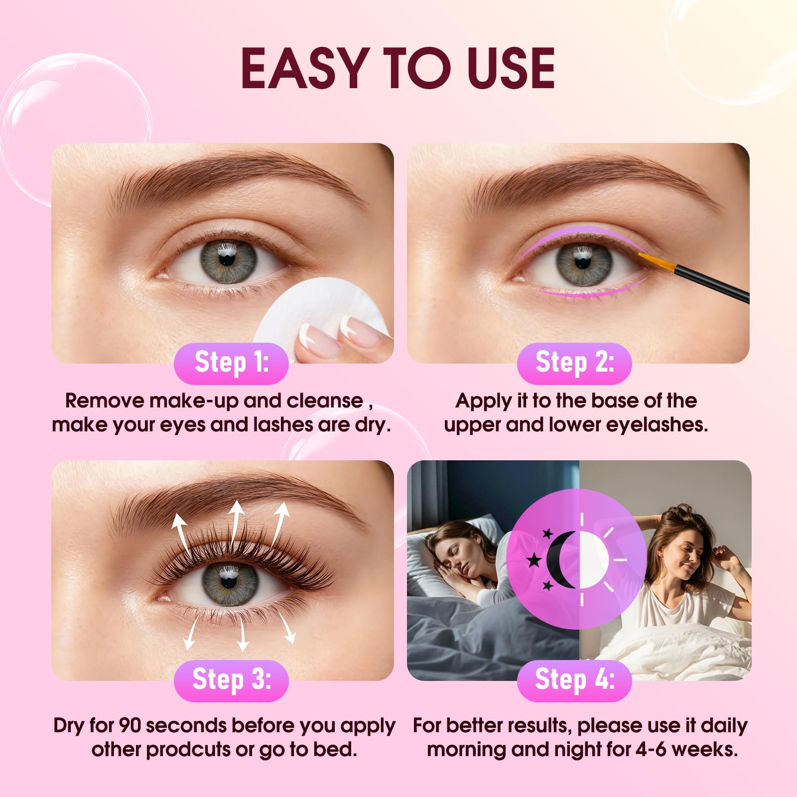 Biysber Lash Serum for Eyelash Growth – Premium Vegan Formula for Longer, Fuller Lashes & Brows (5 mL)