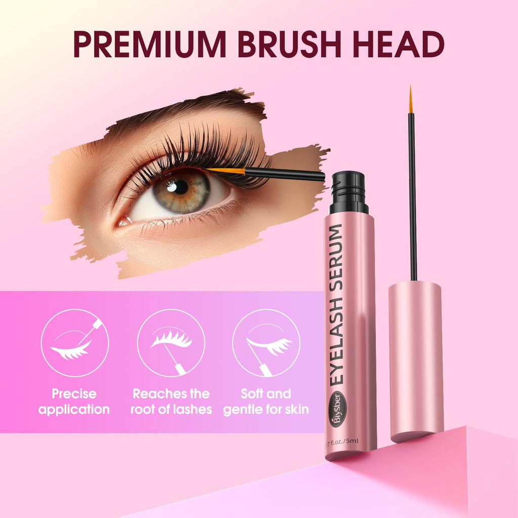 Biysber Lash Serum for Eyelash Growth – Longer, Fuller Lashes & Brows (5 mL) – Gentle & Vegan