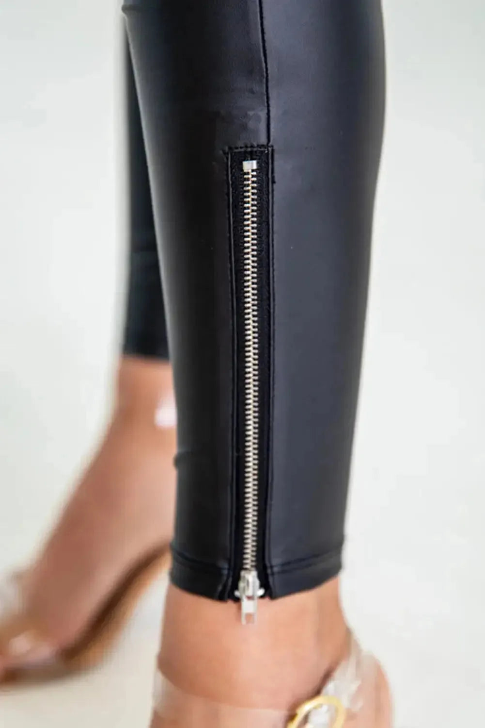 Faux Leather Zip Leg Leggings