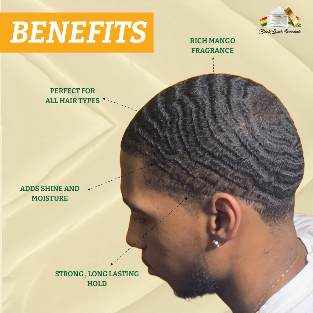 Black Lavish Essentials Ultra-Smooth 360 Wave Pomade – Deep Waves, Strong Hold & Shine | Money Mango Pomade 4oz