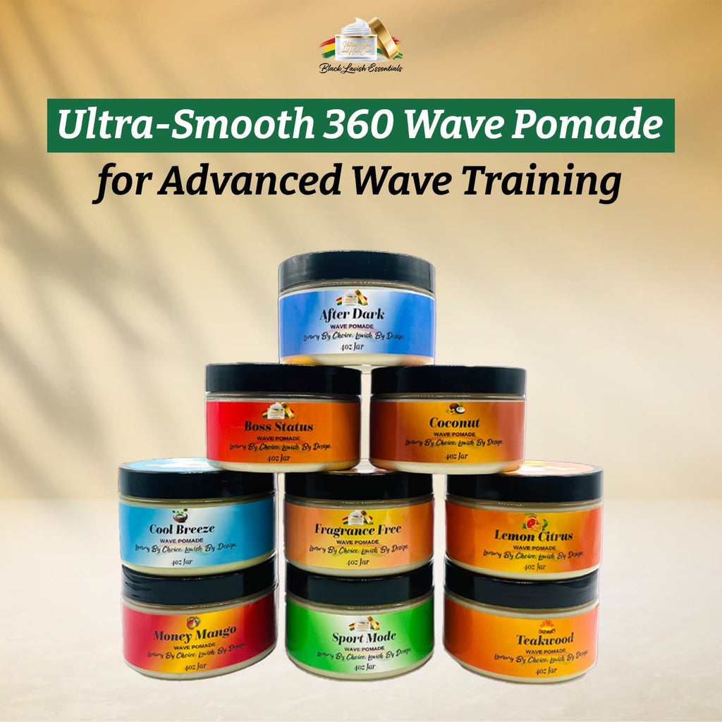 Black Lavish Essentials Ultra-Smooth 360 Wave Pomade – Deep Waves, Strong Hold & Shine | Money Mango Pomade 4oz
