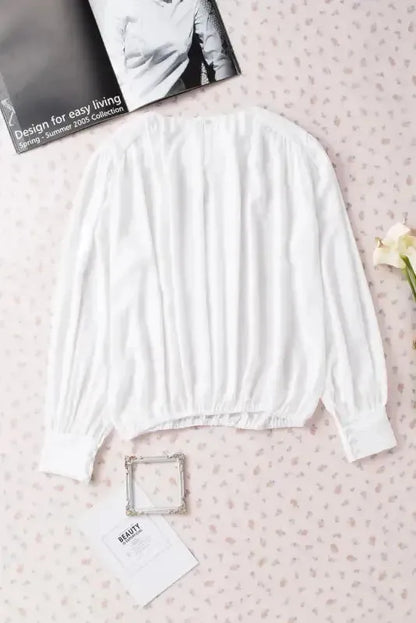 Black Pleated Loose Blouse Women UK