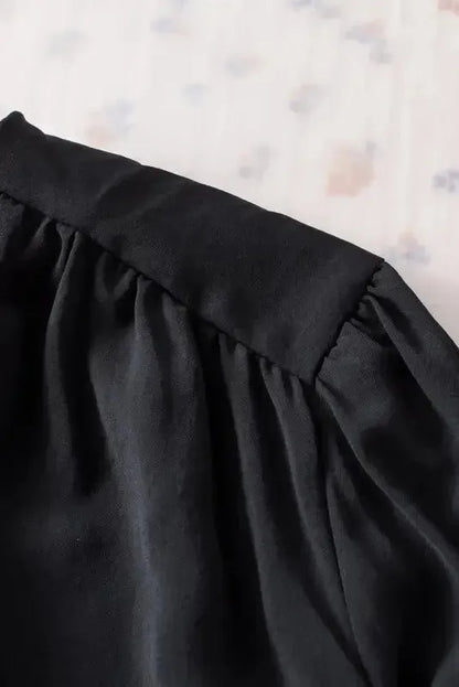 Black Pleated Loose Blouse Women UK